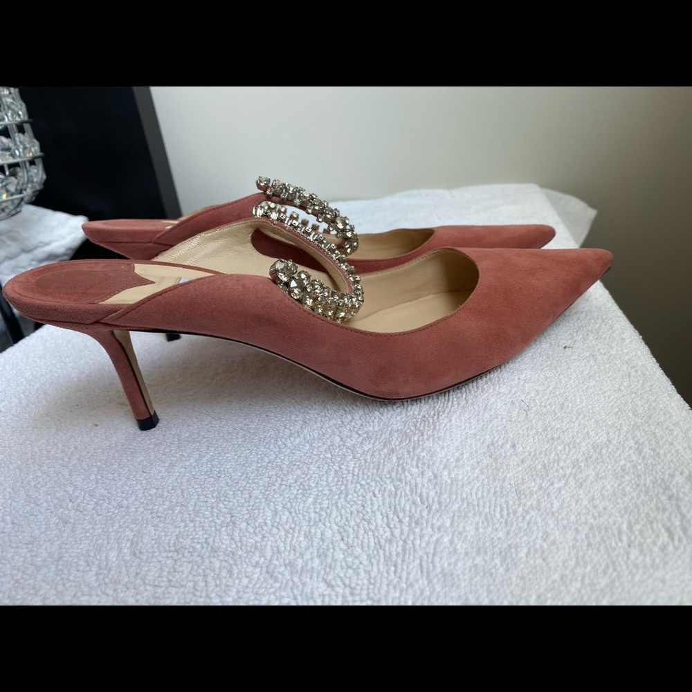 Elegant Jimmy Choo Bing 65 Mules with Crystal Strap